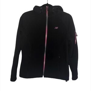 NEW BALANCE Fleece Jacket Women's Size Small Black Pink Ombre Soft Shell  Hood